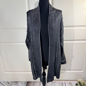 Avant Toi Open-Front Wool/Cashmere Cardigan - Charcoal Gray XS
